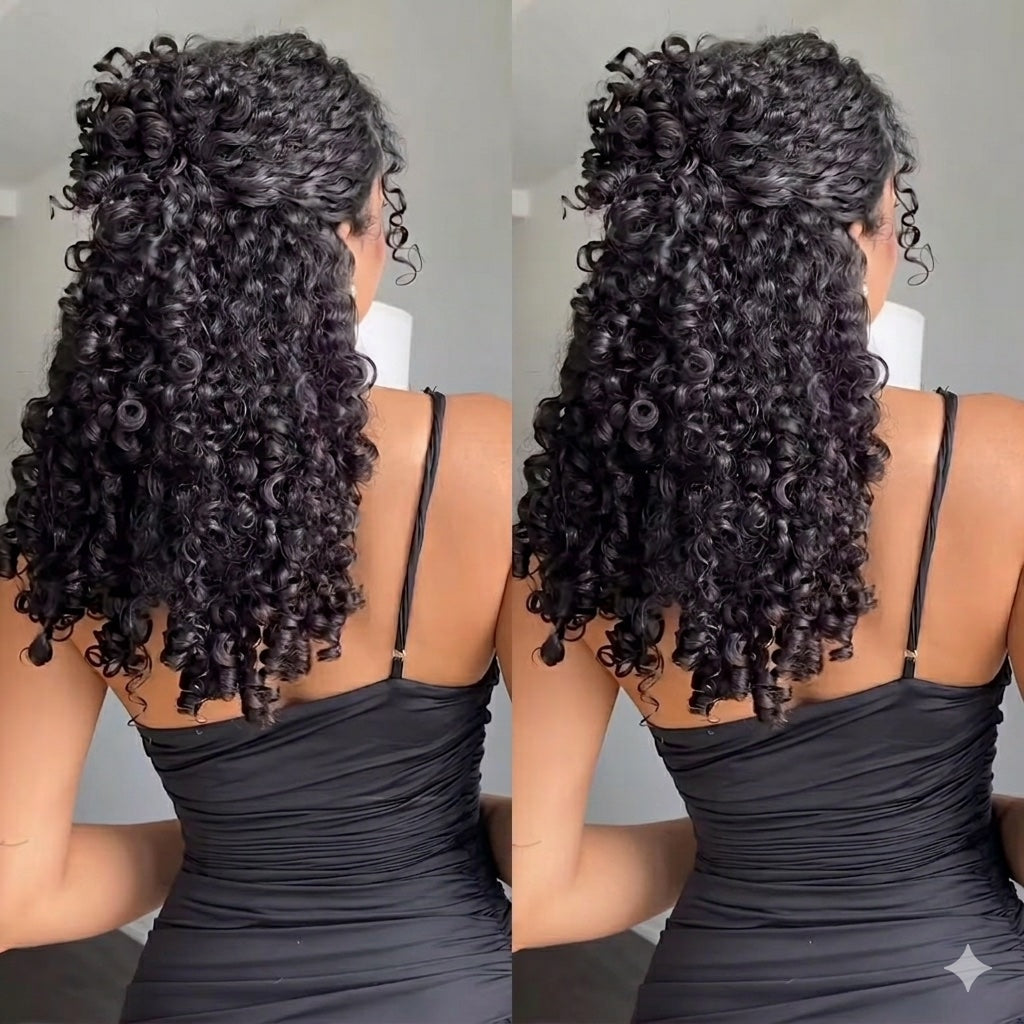 Glueless Curly Half Wig — 3 Styles in 1 | Real Hair | Ready in 2 Minutes