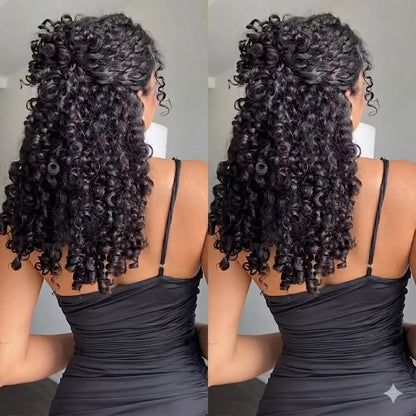 Glueless Curly Half Wig — 3 Styles in 1 | Real Hair | Ready in 2 Minutes