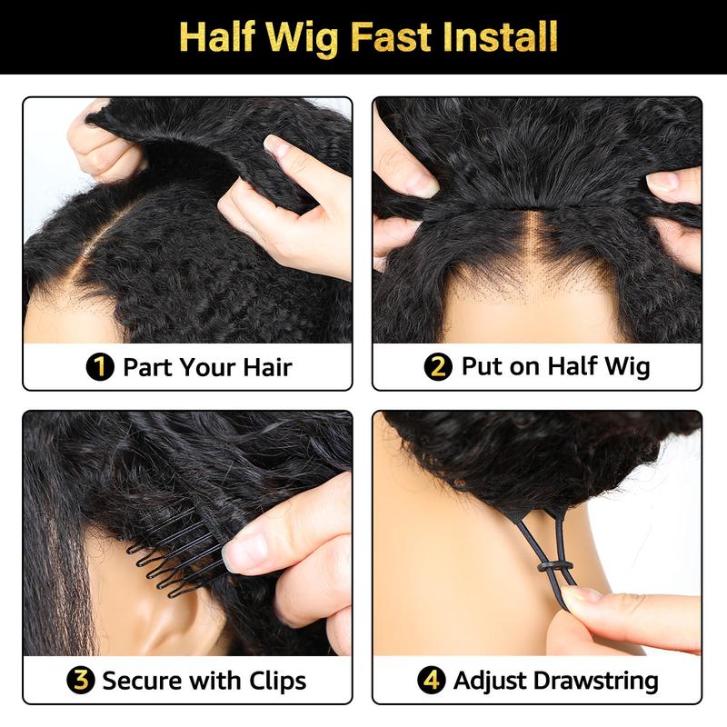 Glueless Curly Half Wig — 3 Styles in 1 | Real Hair | Ready in 2 Minutes